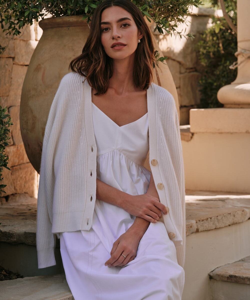 Jenni Kayne Cropped Cashmere Cocoon Cardigan Ivory - S